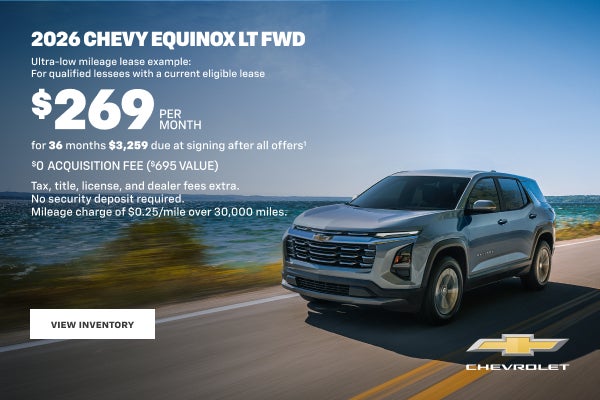 2026 Chevy Equinox LT FWD. Ultra-low mileage lease example for qualified lessees with a current e...